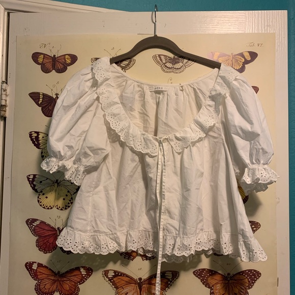 Doen Tops - Doen lazuli top blouse, white, 100% organic cotton